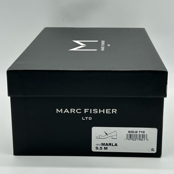 Marc Fisher LTD Marla Metallic Gold Mary Jane Block Heel Shoes Size 9.5M NWB - Picture 10 of 11